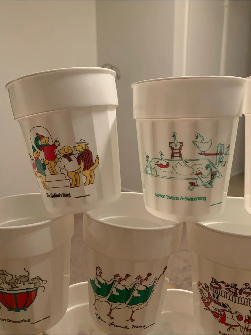 Vintage 12 Days of Christmas Humorous Colourful Plastic Caps Carousel Creation